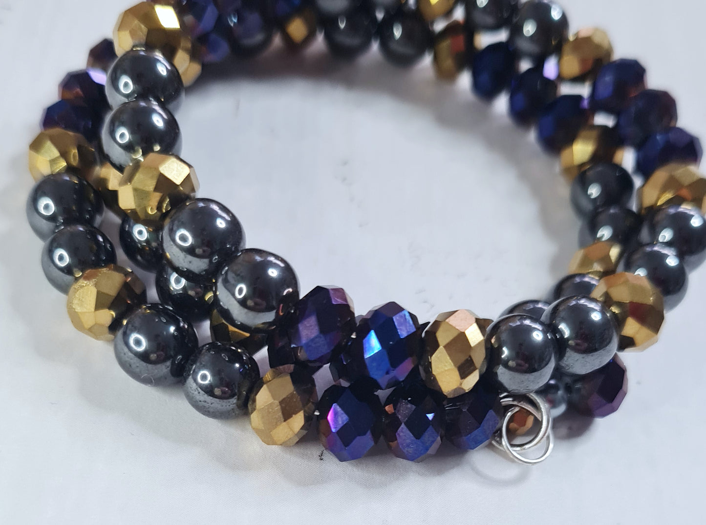 Armband - Glamúr, svart, fjólu og gyllt