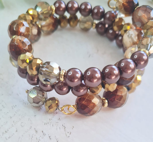 Armband - Brúntína, gyllt og glit.